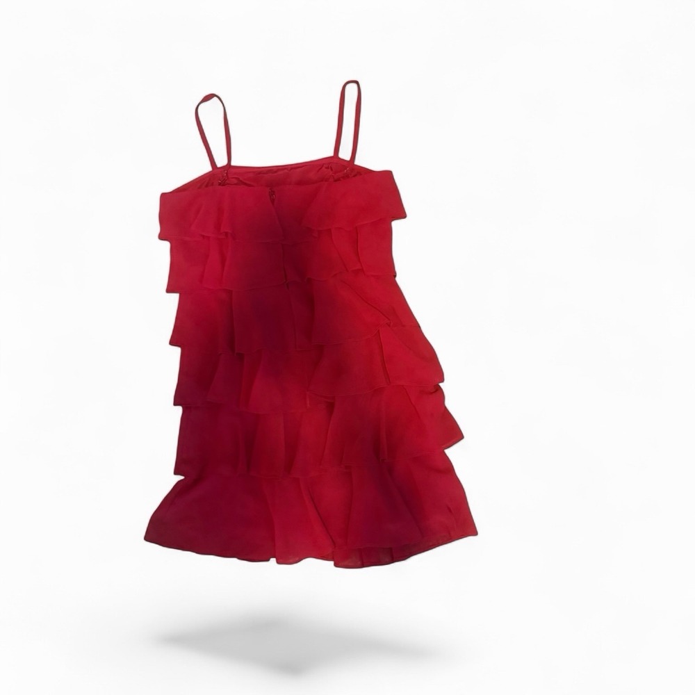 Ann Taylor Loft Red Ruffle Dress Size 2-20s Retro Flapper Pinup Party - Picture 4 of 5